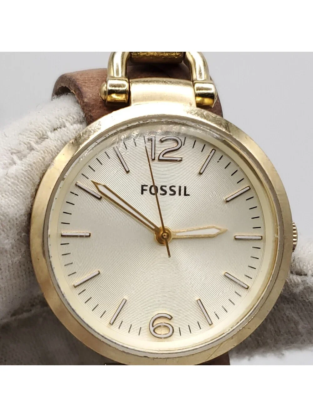 Fossil Georgia Womens Watch 32mm Gold Tone New Battery